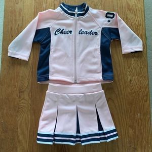Pink Cheerleader 2 piece Zipper Jacket Pleat Skirt